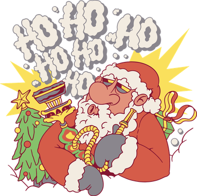 Santa Claus Smoking Hookah Button