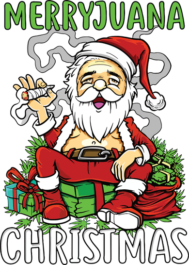 Santa Claus Smoking Weed Marryjuana Christmas 420 Kids Hoodie