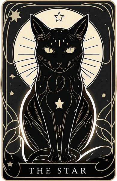 Star Cat Tarot Card Graphic For Tarot Cat Lovers Doggie Tank