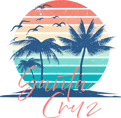 Santa Cruz Vintage Summer Vibes Beach Sunset Retro Palm Tree Women's Hoodie