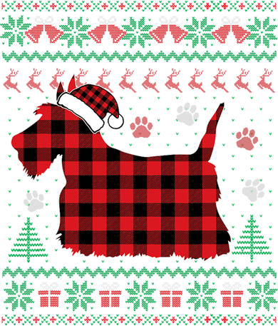 Scottie Dog Christmas Pajama Red Plaid Scottish Ugly Sweater Doddie Hoodie