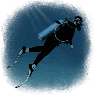 Scuba Diving Illustration Baby Bodysuit