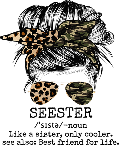 Seester Definition Messy Bun Camo Cheetah Baby Bodysuit
