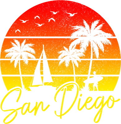 San Diego Vintage Sunset California Sailing Surfer San Diego 11oz C Handle Ceramic Mug