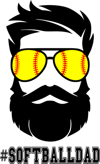 Softball Dad With Beard And Cool Sunglasses Cute Gift Kids T-Shirt