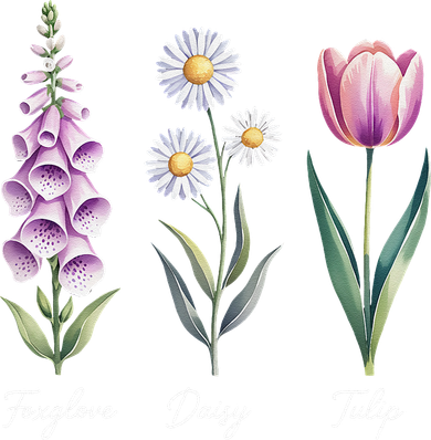 Subtle Floral Flowers Foxglove Daisy Tulip Backpack