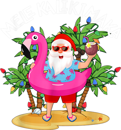 Santa Flamingo Mele Kalikimaka Tropical Christmas Hawaiian Tote Bag