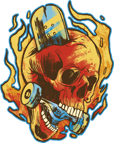 Skull Flame Skater Kids Sweatshirt
