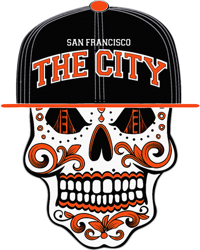 San Francisco The City Sugar Skull Women's V-Neck T-Shirt