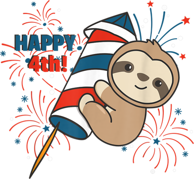 Sloth For The Fourth Of July Fireworks Kids Doddie Hoodie
