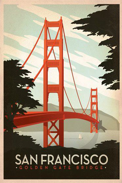 San Francisco Vintage Travel Poster Kids Long Sleeve Shirt