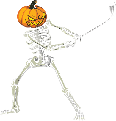Skeleton Golf Halloween Pumpkin Golfing Golfer Golf Towel