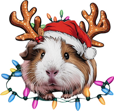 Santa Guinea Pig Christmas Lights Guinea Pig Reindeer Xmas Button