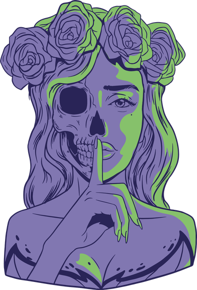 Scary Girl Skeleton Floral Tank Top
