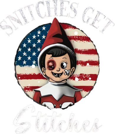 Snitches Get Stitches Funny US Flag Christmas Coaster