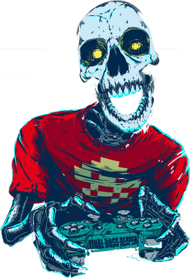 Scary Gamer Skeleton Playing Video Games Graphic Coaster