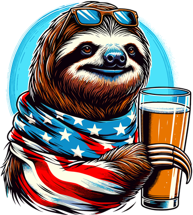 Sloth Holding Beer Usa Flag Pajama Set