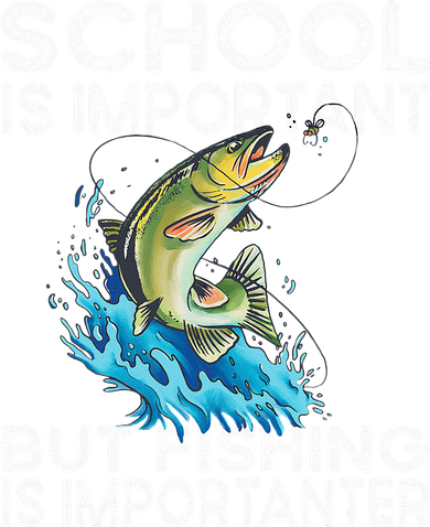 School Is Important But Fishing Is Importanter Funny Fishing Women's Long Sleeve Shirt