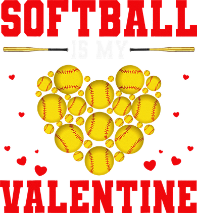 Softball Is My Valentine Love Hearts Softball V-Day Doggie Tank
