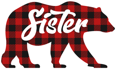 Family Christmas Matching Plaid Sister Bear Tote Bag
