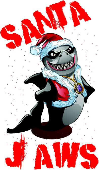 Santa Jaws Christmas Button