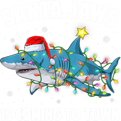 Santa Jaws Shark Christmas Lights Merry Sharkmas Xmas Boys TShirt Kids T-Shirt