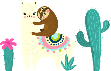 Sloth Riding Llama Funny Cactus Doggie Tank