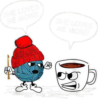 She Loves Me More Crochet Yarn And Coffee Funny Crocheting Button