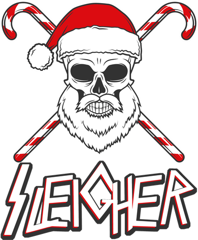 Sleigher Santa Candy Cane Skull Button