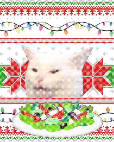 Smug Table Cat Meme Ugly Christmas Kids Long Sleeve Shirt