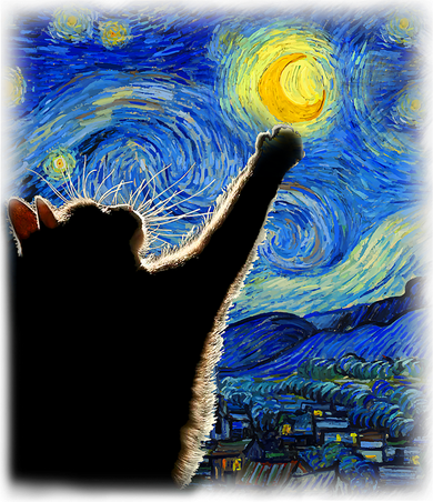 Starry Night Cat, Van Gogh Cat, Cat Lover, Cat Mom, Cat Dad Kids Sweatshirt