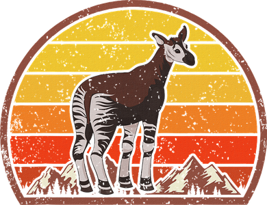 Sunset Okapi Lover Gift Vintage Retro Okapi Toddler Long Sleeve