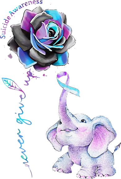 Suicide Prevention Awareness Flower Elephant Ribbon Gift Button