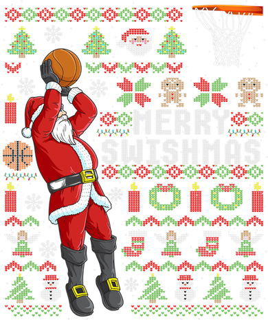 Santa Playing Basketball Ugly Christmas Sweater Holiday Tee Gift Toddler Sweatshirt