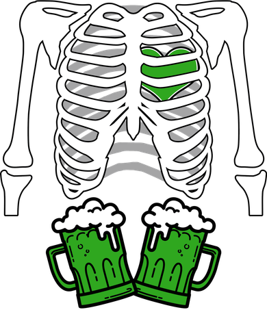 St. Patrick's Day Beer Rib Cage Skeleton Mousepad