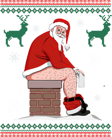 Santa Pooping Down The Chimney Ugly Christmas Sweater Meaningful Gift Women's Long Sleeve Shirt