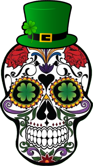 Cool St Patricks Day Irish Day Of The Dead Skull Women's Long Sleeve Shirt