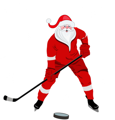 Santa Playing Hockey Christmas Gift For Hockey Players Gift Women's V-Neck T-Shirt