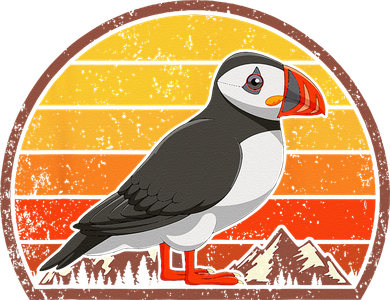 Sunset Puffin Lover Gift Vintage Retro Puffin Toddler Long Sleeve