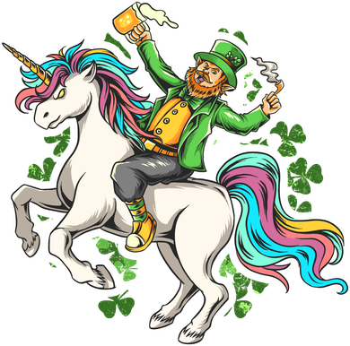 Funny St Patrick's Day Leprechaun Riding Unicorn Women's Long Sleeve Shirt