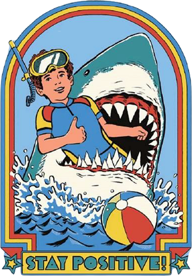 Stay Positive Shark Attack Comic Hat