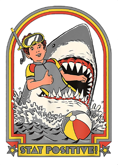 Stay Positive Shark Attack Vintage Retro Comedy Funny Gift Hat