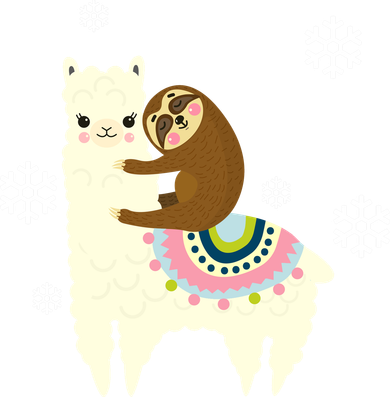 Sloth Riding Llama Kids Hoodie
