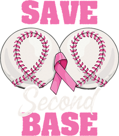 Save Second 2nd Base Funny Baseball Breast Cancer Awareness Women's Sweatshirt