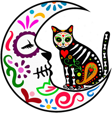 Sugar Skull Cat Moon Dia De Los Muertos Mexican Tumbler