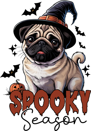 Spooky Season Cute Pug Halloween Graphic Coaster