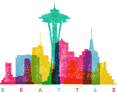 Seattle Skyline Colorful Washington Kids Hoodie