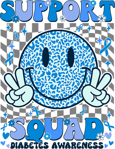 Support Squad Diabetes Awareness Blue Smile T1d Type 1 Kids T-Shirt