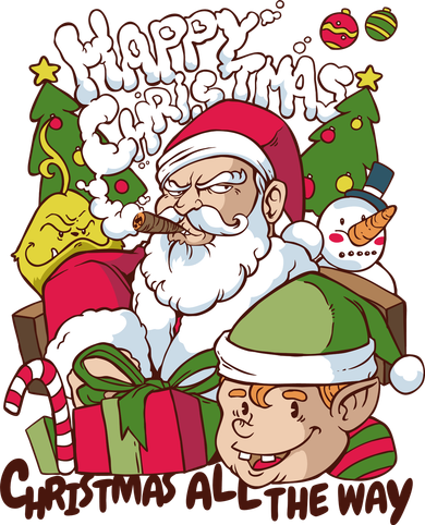 Santa Smoking Design Christmas All The Way Funny Button