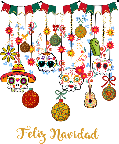 Sugar Skull Feliz Navidad Spanish Christmas Hooded Wearable Blanket